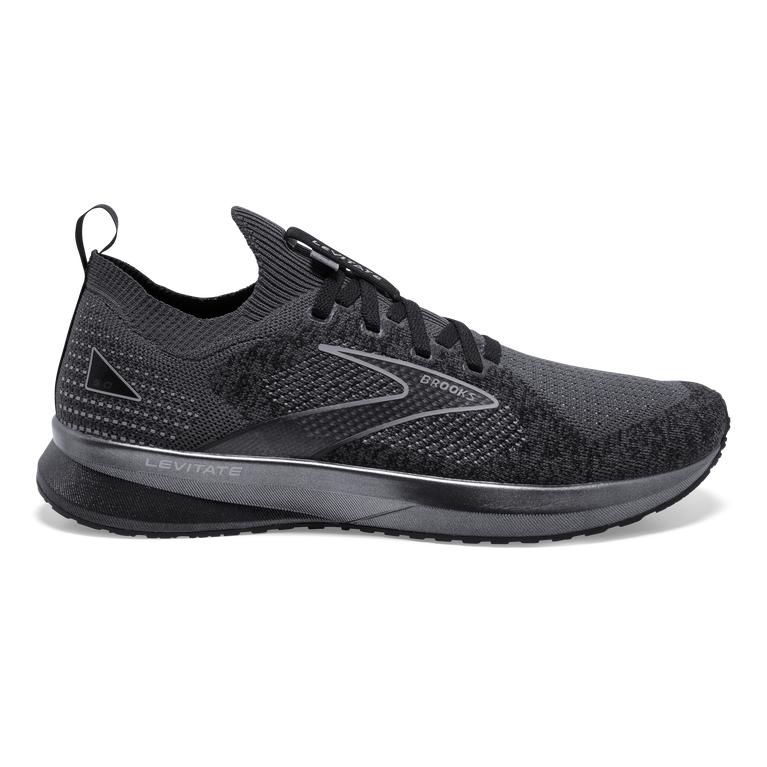 Brooks Levitate StealthFit 5 Energy-Return Road Running Shoes - Men's - Black/Ebony/Grey/Charcoal (9